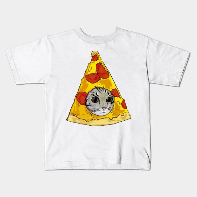 meme pizza head cat Kids T-Shirt by PaperHead